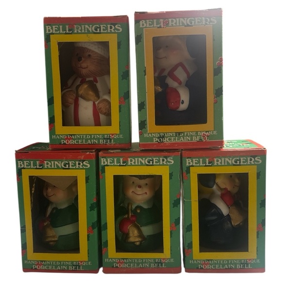 Hand-Painted Porcelain Bell Ornaments - Picture 1 of 6